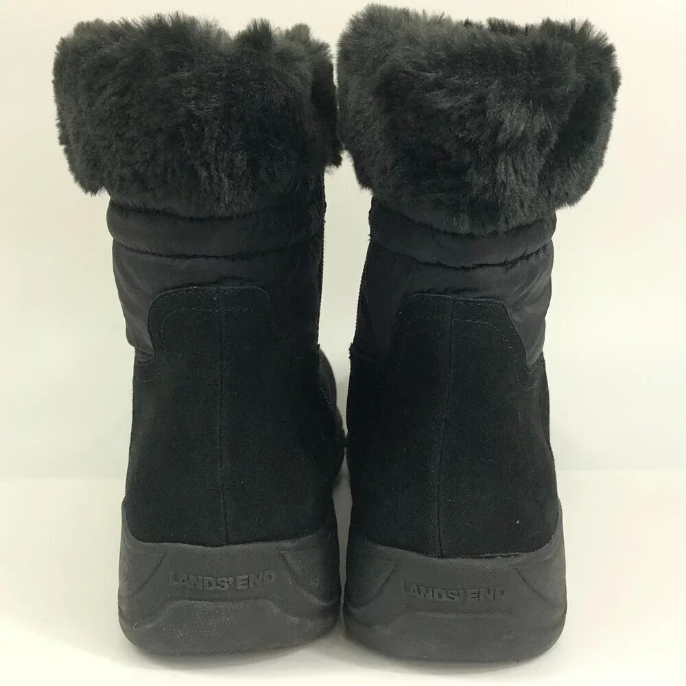 Lands' End Black Snow Boots Boots With Faux Fur Top Size 11D